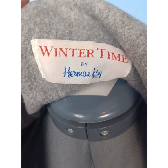 Vintage Winter Time By Herman Kay Wool Grey Coat Size - Picture 4 of 10